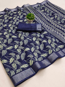 Hema Silk Mills फ्लोरल प्रिंट बॉलीवुड लिनन साड़ी