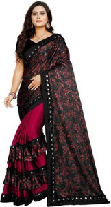 RADHEY Printed, Floral Print Bollywood Lycra Blend Saree