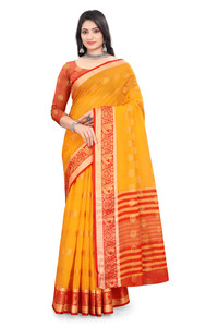 SuperLaxmi Temple Border Tant Cotton Blend Saree