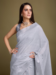 RekhaManiyar Self Design Bollywood Linen Saree