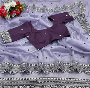 RamKrupa Creation Embroidered Bollywood Net Saree