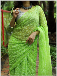 Afia Lucknowi Chikankari Embroidered Lucknow Chikankari Georgette Saree
