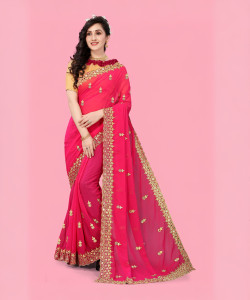 NETRA BOUTIQUE Embroidered Bollywood Georgette Saree
