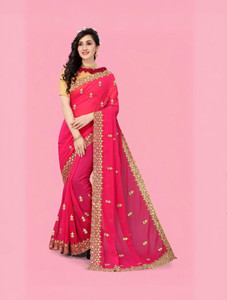 NETRA BOUTIQUE Embroidered Bollywood Georgette Saree