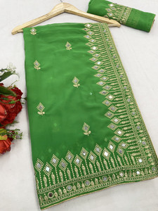NETRA BOUTIQUE Embroidered Bollywood Georgette Saree