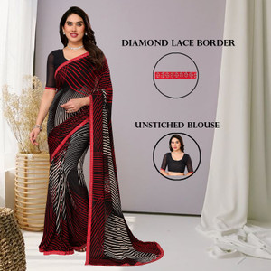 kashvi sarees Embellished, Striped, Printed Leheria Georgette Saree
