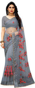 WEDDING VILLAGE Embroidered Bollywood Net Saree