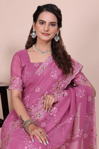 K 9 FASHION Embellished, Embroidered Bollywood Tissue Saree