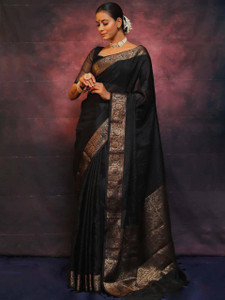 Bansari Textiles Embellished, Applique, Self Design, Woven Kanjivaram Cotton Silk, Jacquard Saree