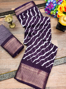 Bandhanivilla Striped Bollywood Cotton Blend Saree
