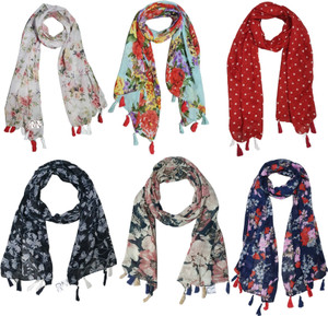 RIDDLE NEEDLE Polka Print Chiffon Women Scarf, Fancy Scarf, Stole