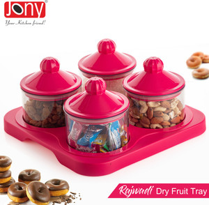 जॉनी Rajwadi Dryfruit, Snack Serving Bowls Tray Set With Airtight Lid ट्रे, कटोरी, कंटेनर सर्विंग सेट