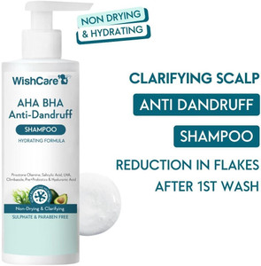 WishCare Hydrating AHA BHA Anti Dandruff Shampoo-Piroctone Olamine,LHA,Probiotics