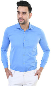 BLUE MARTIN Men Solid Formal Blue Shirt
