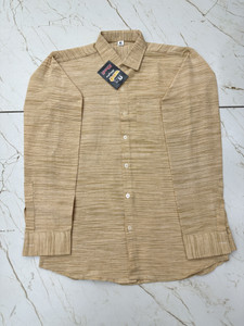 A A ENTERPRISES Men Self Design Casual Beige Shirt