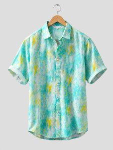 HENSHKA Men Printed Casual Blue Shirt