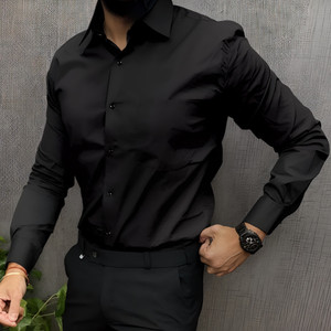 Durva Enterprise Men Solid Casual Black Shirt