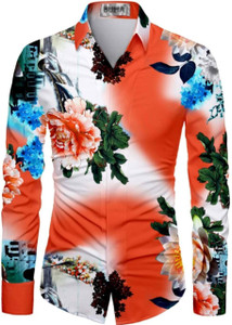 HERIN ENTERPRISE Men Printed Casual Orange Shirt