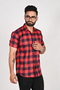 Tanip Men Checkered Casual Red Shirt