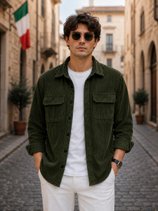 NOOK Men Solid Casual Dark Green Shirt