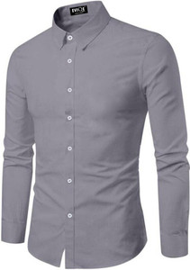 EVIQE Men Solid Casual Grey Shirt
