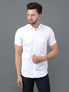 Lumad Men Solid Casual White Shirt