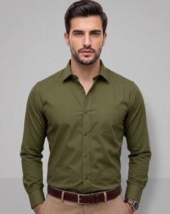 METRONAUT Men Solid Formal Green Shirt