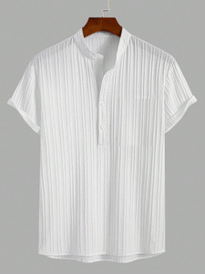Ogha Men Solid Casual White Shirt