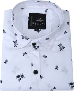 Liza Martin Men Printed Casual White, Blue Shirt
