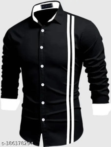 GAZZY CREATION Men Solid Casual Black Shirt