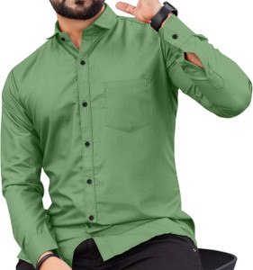 Khushi Creation Men Solid Casual Green Shirt