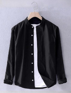 Troonpair Men Solid Casual Black Shirt