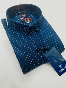 Vellical Men Printed Casual Blue Shirt