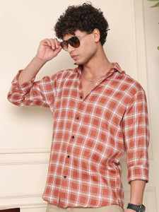 METRONAUT Men Solid Casual Orange Shirt