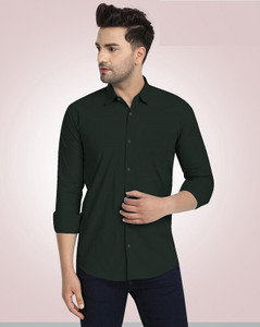 CHEAPSHIRTS Men Solid Casual Dark Green Shirt