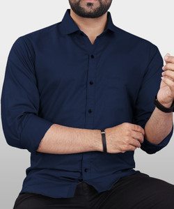 EVIQE Men Solid Casual Blue Shirt