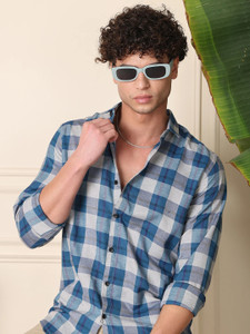 METRONAUT Men Solid Casual Blue Shirt