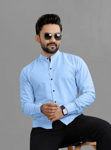 RAHUL Men Solid Casual Light Blue Shirt - Image 6