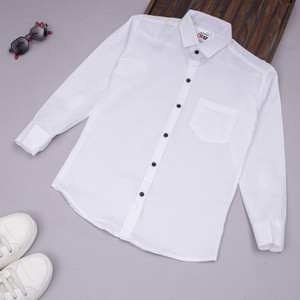 Cresale Boys Solid Casual White Shirt