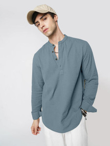 COMBRAIDED Men Solid Straight Kurta