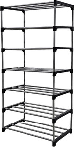 PRIMEPICS Collapsible Multipurpose Cloth7 Layer Open Wardrone Silver PP Collapsible Wardrobe