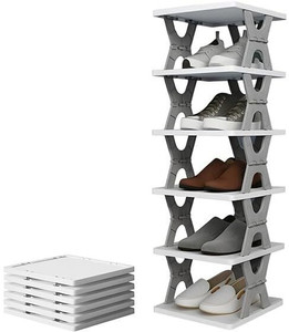 Yash plastic 6 Layer Plastic Corner Shoe Rack – Slim, Transparent & Compact Small Shoes Stand Plastic Shoe Stand