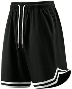 TrendsTalk Striped Men Black Sports Shorts