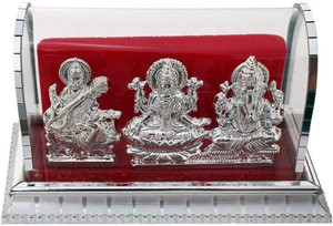 INTERNATIONAL GIFT Silver Plated Laxmi Ganesh Sarswati Acrylic Idol/Hindu God Ganpathi & Goddess Laxmi Pooja Mandir/Car Dashboard/Office Tabel Decorative Showpiece  -  10 cm