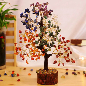 BHAGYA G 7 Chakra Crystal Big Tree Good Luck Show Pieces 300 Beads for Home, Office Decor Decorative Showpiece  -  30 cm