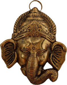 DreamKraft White Metal Gold Plated Half Trunk Ganesh Wall Hanging For Home Decor Decorative Showpiece  -  11 cm