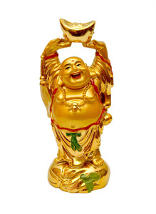 Vastu Art / Vastu / Feng Shui / Laughing Buddha With Money Ingot For Health , Wealth And Good Luck Decorative Showpiece  -  11 cm