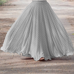 ENCLIQ Polka Print Women Flared Grey, White Skirt