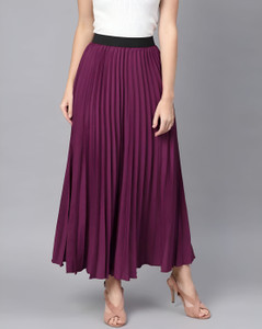 Herway Solid Women A-line Purple Skirt