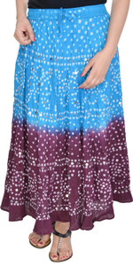 JABAMA Embellished Women Regular Blue, Maroon Skirt